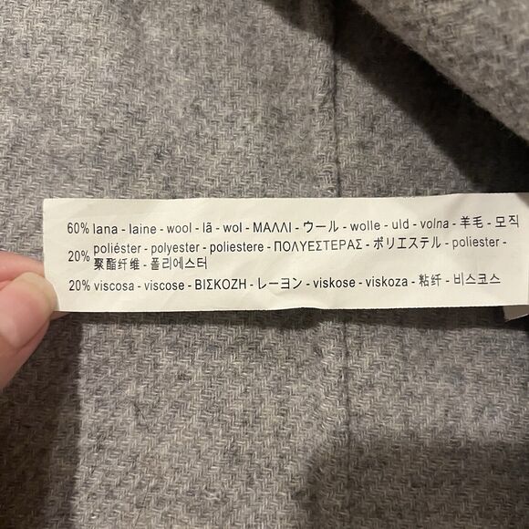 Zara Woman Size XS Wool Blend Long Coat Light Gray Pockets Collared Button Front - Picture 10 of 10